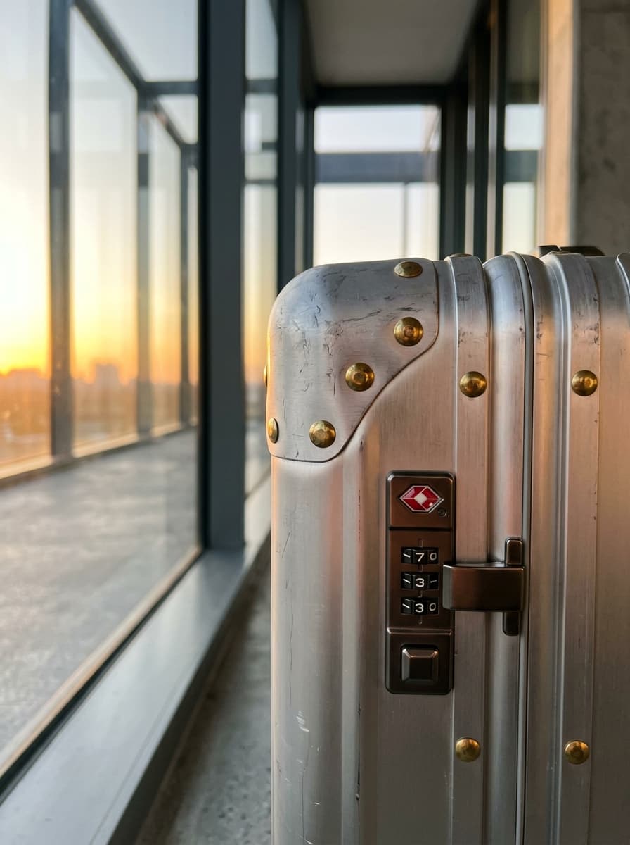 Aerospace aluminum chassis corner with brass rivets and TSA combination lock
